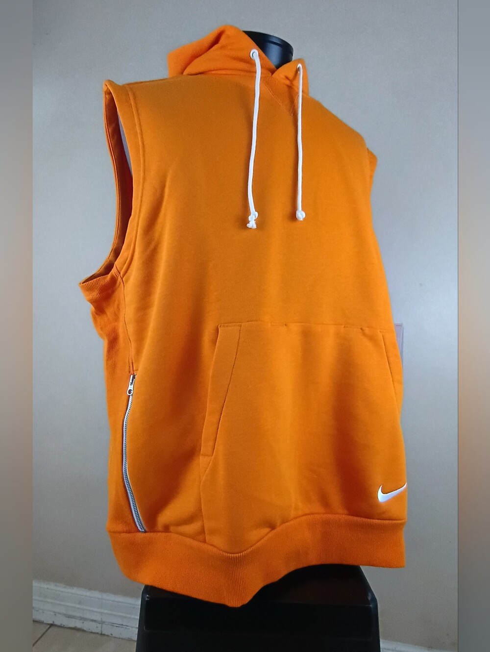 Nike Standard Issue Dri-FIT Sleeveless Full Zip Fleece Hoodie Orange Men's 2XL